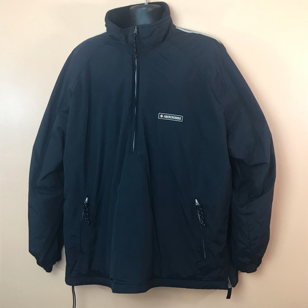Abercrombie and Fitch Blue 1/4 Zip Pullover Winter Coat Men XL Y2K